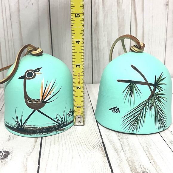 Lot of 3 Tesa Southwestern Ceramic Windbell Chimes Hand Painted Roadrunner - Picture 6 of 16